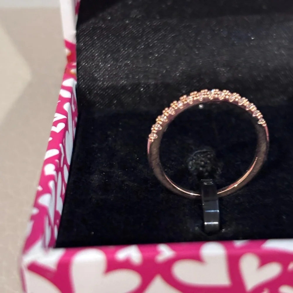 Peermont Jewelry Rose Gold Delicate Pavé Stacking Band Ring Size 5
